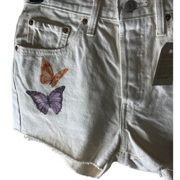 Levi's 501 Jean Shorts ButterflyPrint Raw Hem Women's Size 27 Button Fly New - Picture 7 of 14
